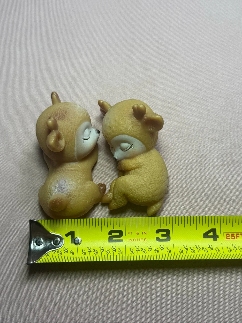 2 Piece Adorable Silicone Lovely Sleeping Deer Fawn Figurines Toys Collectibles